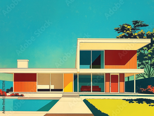 Mid-Century Modern Home - Technical and Elevation Drawings	 photo