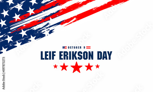  Happy Leif Erikson Day greeting card template. Vector illustration: photo