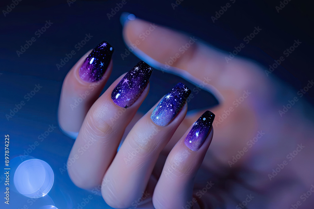 Elegant Galaxy Nails Under Soft Light Elegant Galaxy Nails Under Soft Light