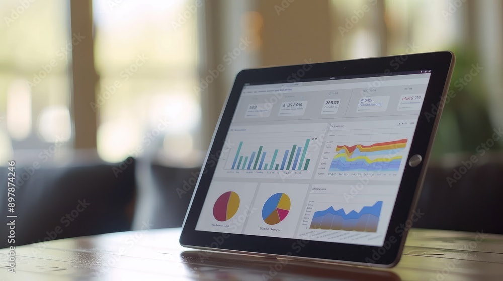 Business intelligence and market analysis on a tablet. Business intelligence and market analysis on a tablet.