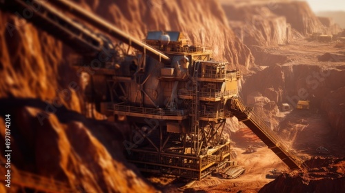 Massive Mining Excavator in Open Pit Mine