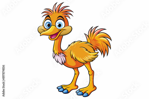 Funny Ostrich Vector Illustration Cartoons, Clipart, Line Art Design White Background, Funny ostrich vector illustration, cartoons, clipart, and line art design on white background. photo