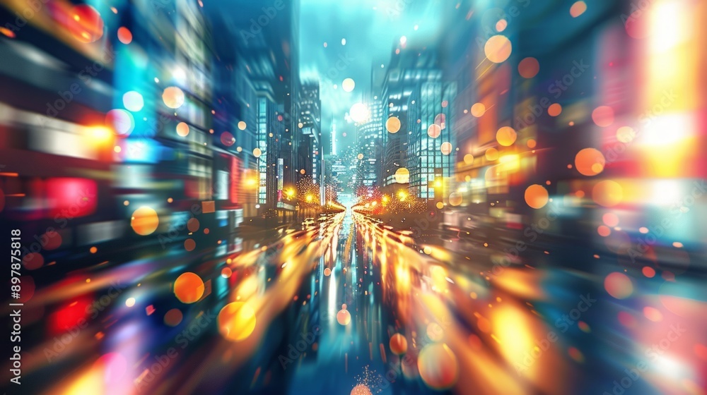 Colorful blured futuristic city background Colorful blured futuristic city background