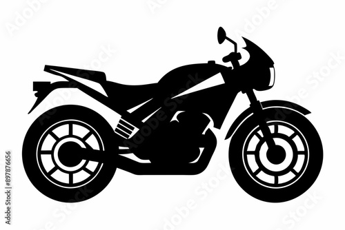  Silhouette vector illustration, Retro motorcycle, Motorbike, Motorcycle Silhouette With Shadow, Big Bike.