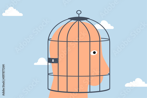Fixed mindset, the birdcage lock of depressed scary human brain.