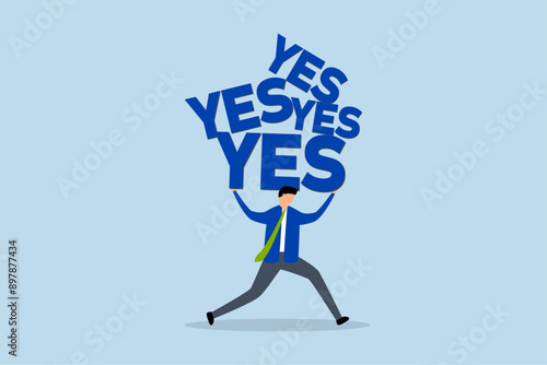 Stop always saying yes, hard working businessman who carried the heavy burden of saying yes, agreed to help with other colleagues.