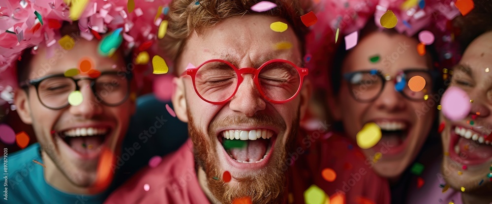 Happy New Year 2025, A Group Of Friends Partying For New Year'S Eve, Filled With Joy Happy New Year 2025, A Group Of Friends Partying For New Year'S Eve, Filled With Joy