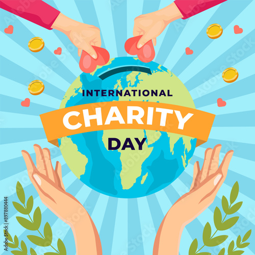 international charity day illustration with hands and earth