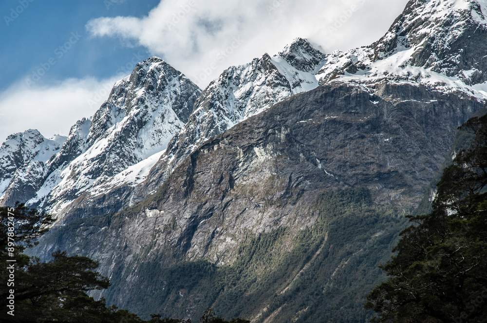 New Zealand mountain scene with snow New Zealand mountain scene with snow