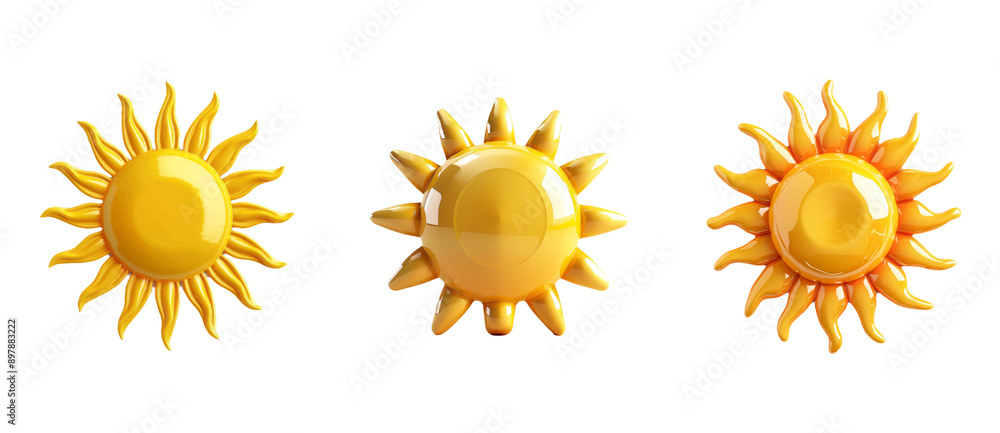 Sun Icons Set Isolated on Transparent Background Sun Icons Set Isolated on Transparent Background