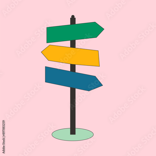 Road Direction Sign Illustration