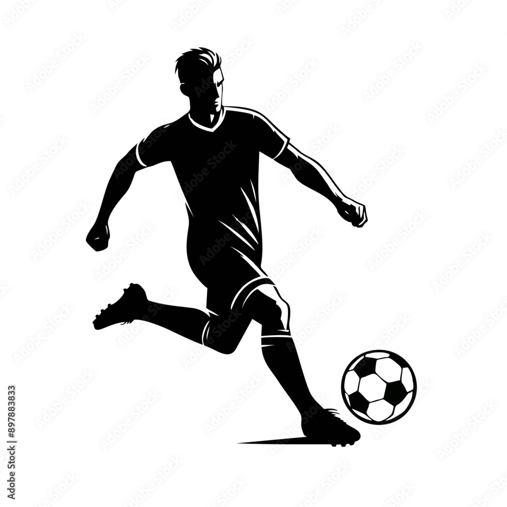 Naklejka premium Men football soccer logo icon silhouette illustration