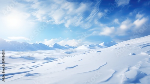 fluffy winter blue sky