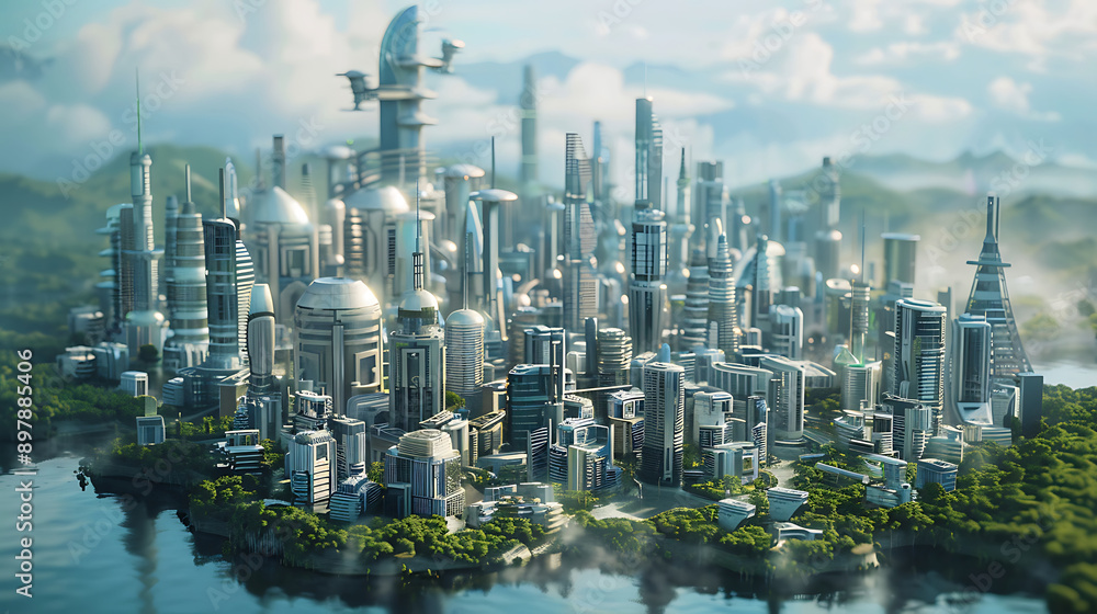 Fototapeta premium future city skyline