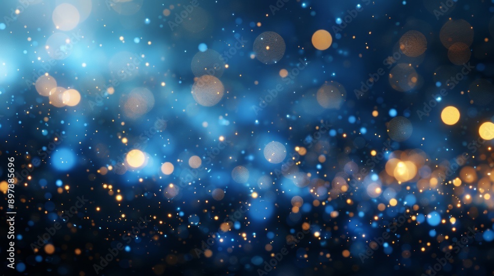 Abstract background new year, cheering crowd and blue and gold fireworks and celebrating holiday, copy space Abstract background new year, cheering crowd and blue and gold fireworks and celebrating holiday, copy space