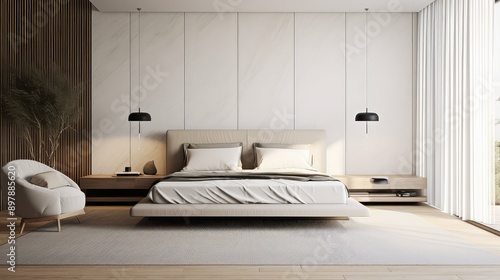 bedroom modern interior walls blank © sevector