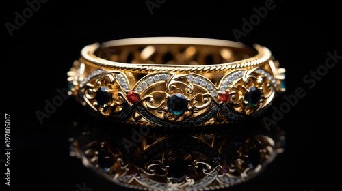 closeup gold black background