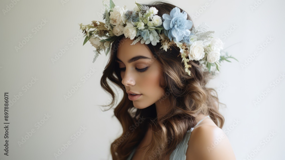 Fototapeta premium bohemian dusty blue flowers
