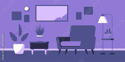 Stylish Living Room Design Featuring Modern Armchair Illustration