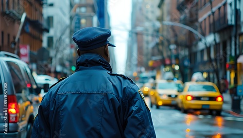 NYC Police Officer Patrols City Street © andyaziz6