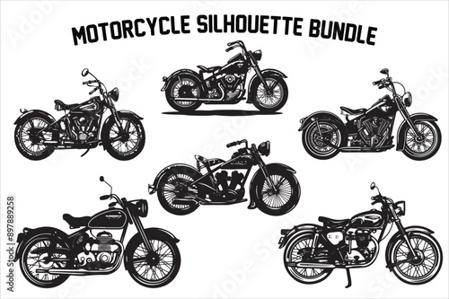 classic and Retro vintage motorcycle silhouette Vector illustration. vintage motorcycle silhouette.