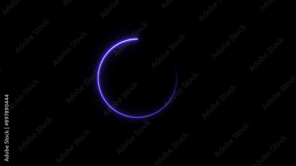 circle loading ber neon bright frame blue color animation on black background. circle loading ber neon bright frame blue color animation on black background.