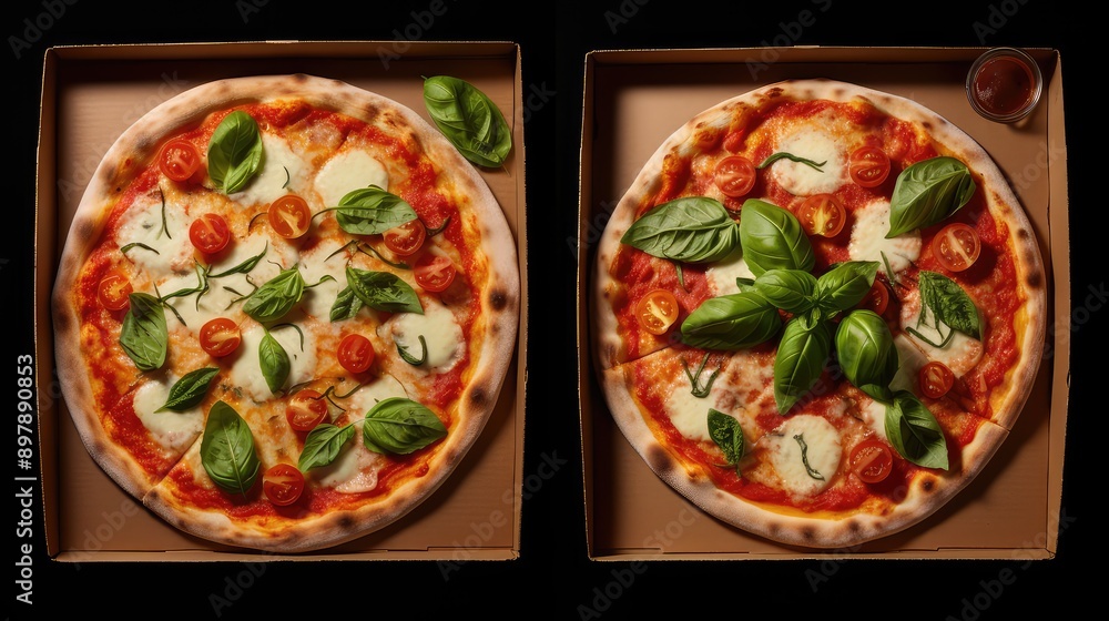 margherita pizza box open margherita pizza box open
