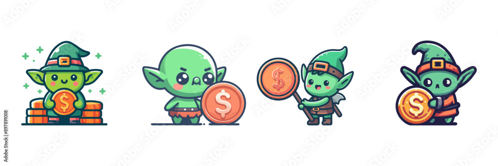 Fototapeta premium cute goblin with coin