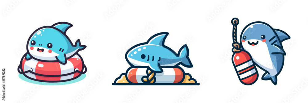 cute shark on buoy cute shark on buoy