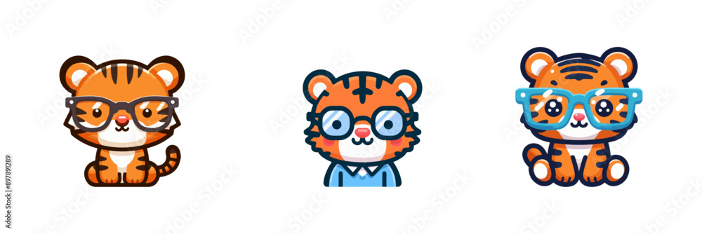 Obraz premium cute baby tiger wearing glasses