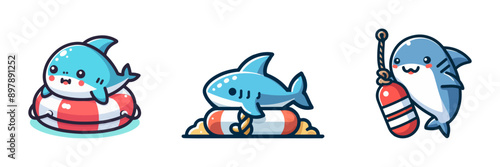 cute shark on buoy