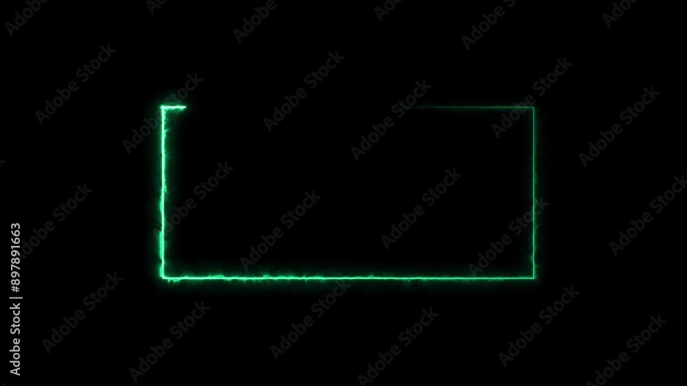 abstract neon glowing rectangle line border frame turquoise color animation on black background. abstract neon glowing rectangle line border frame turquoise color animation on black background.