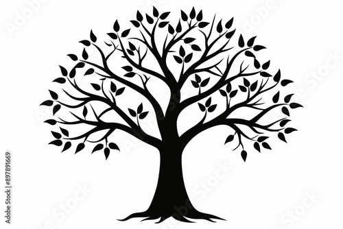 Tree icon with different stages. Tree icon with root. Olive tree silhouette icon isolated on white background. Tree icon.
