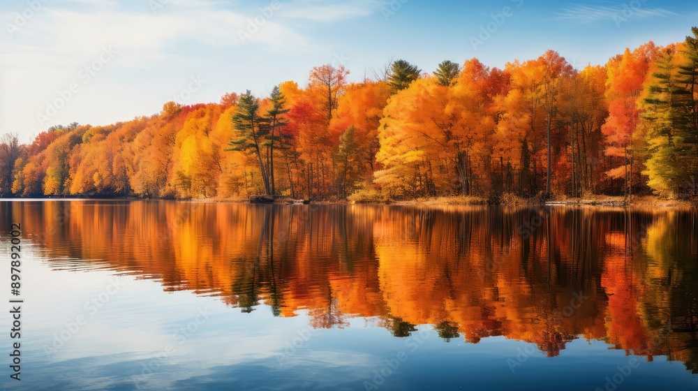 reflection orange fall background reflection orange fall background