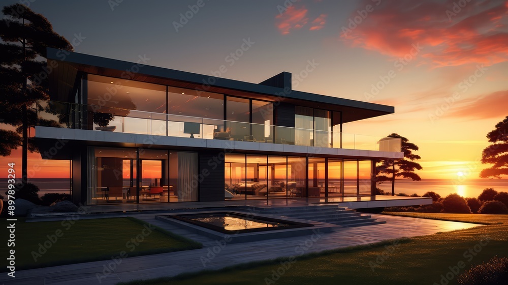 interior modern house sunset interior modern house sunset