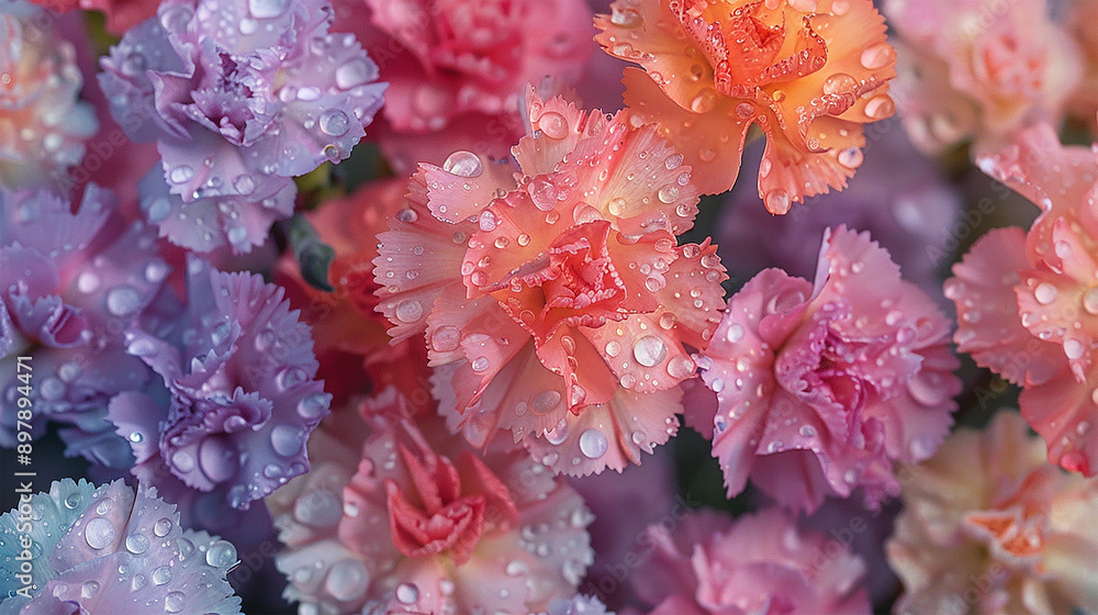 visually of vibrant carnations, each petal rich with color and dew-kissed, visually of vibrant carnations, each petal rich with color and dew-kissed,