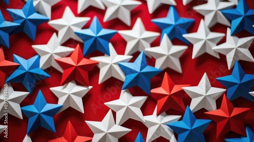 closeup red white and blue stars on background