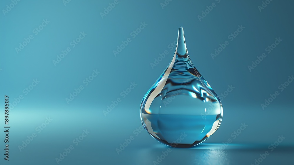 Fototapeta premium Single water drop on blue background.
