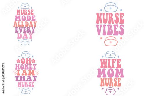 Nurse mode all day every day, nurse vibes, oh honey I am that nurse, wife mom Nurse Keychain Templates designs
