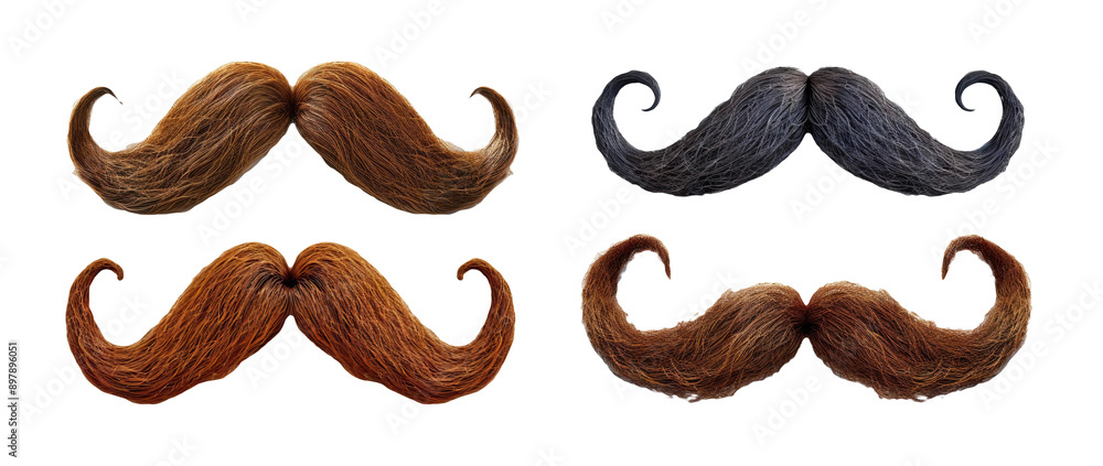 Obraz premium Fake mustaches set isolated on transparent background
