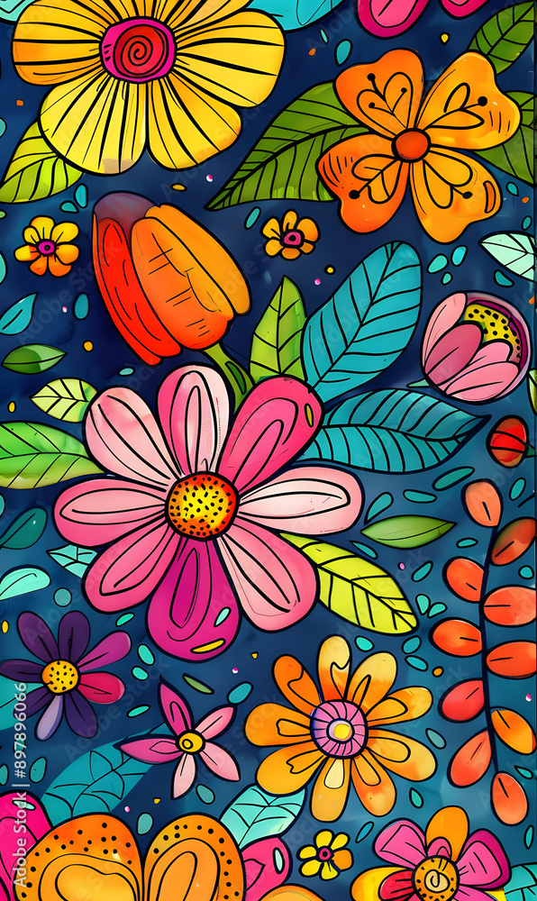 2D flower and leaf cards in various styles 2D flower and leaf cards in various styles