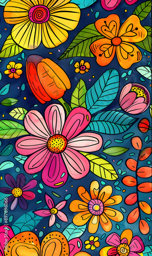 2D flower and leaf cards in various styles