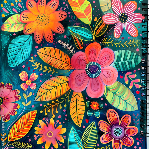 2D flower and leaf cards in various styles