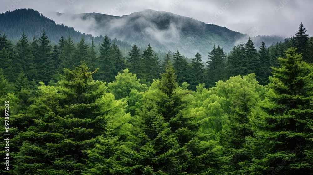 Obraz premium trees green gray