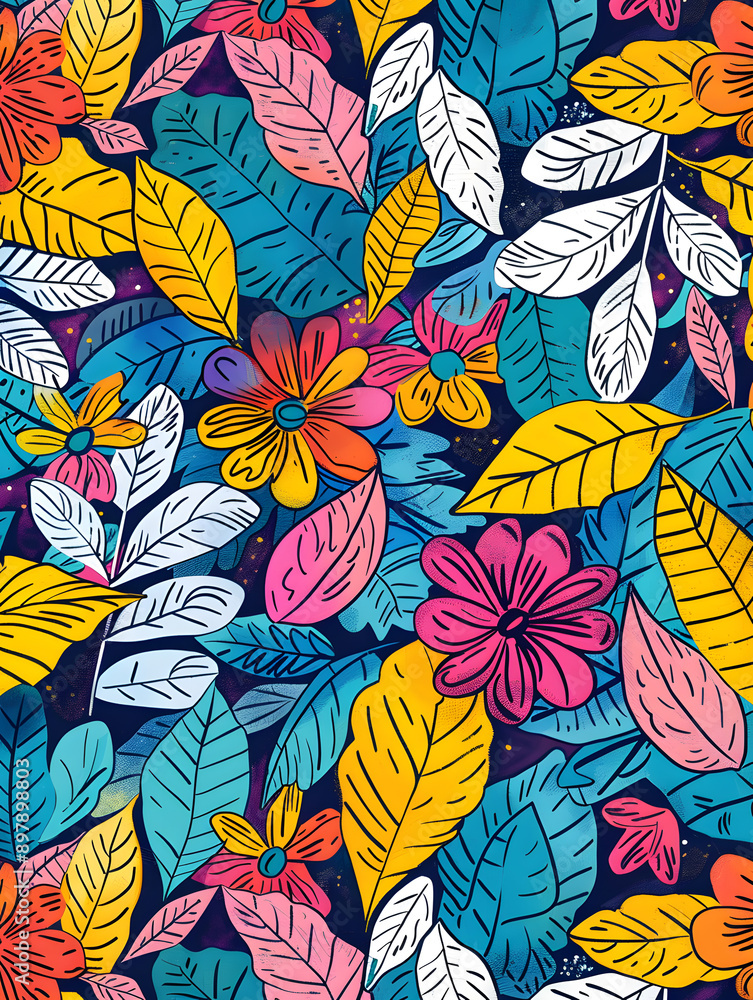 2D flower and leaf cards in various styles 2D flower and leaf cards in various styles