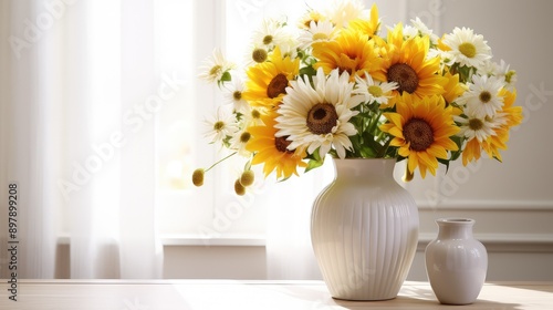 Wallpaper Mural bouquet flowers in vase on white Torontodigital.ca