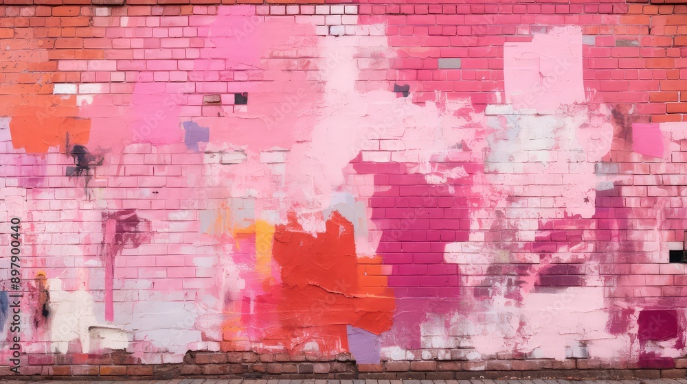 Obraz premium mural brick wall pink