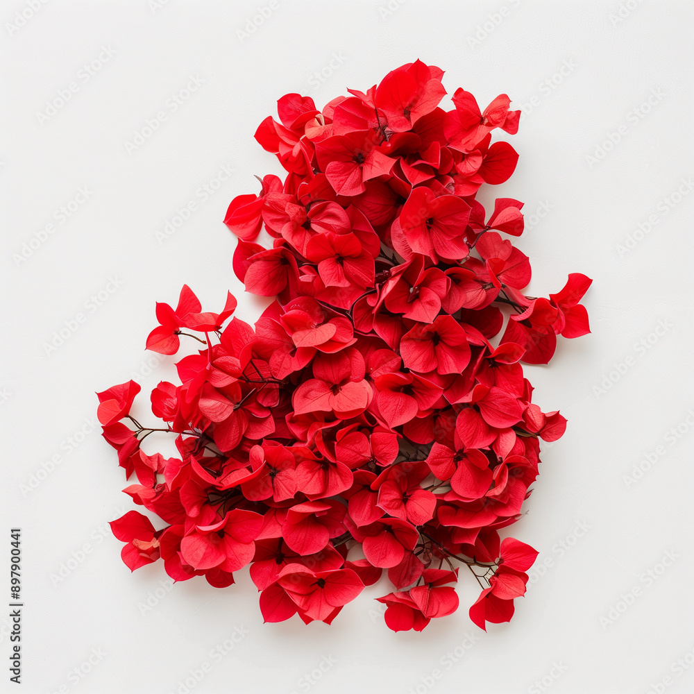 red flower on white background
