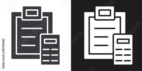 accounting icon Flat set in black and white color outline vector
