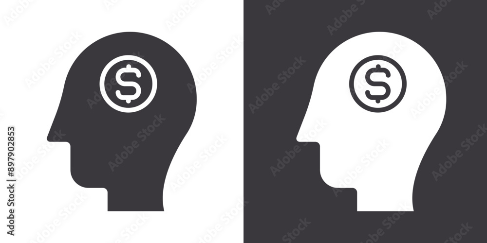 Business idea icon Flat set in black and white color outline vector Business idea icon Flat set in black and white color outline vector